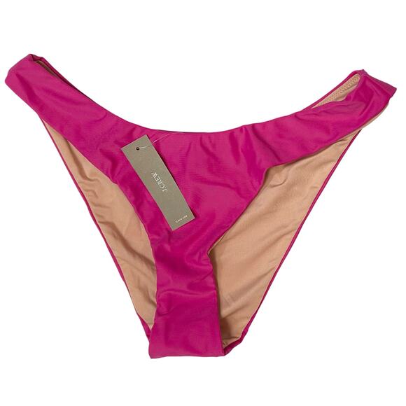 2/$30 NWT J. Crew Curved-Waist Cheeky Bikini Bottom Pink High-Cut UPF 50 Size S - Picture 1 of 6
